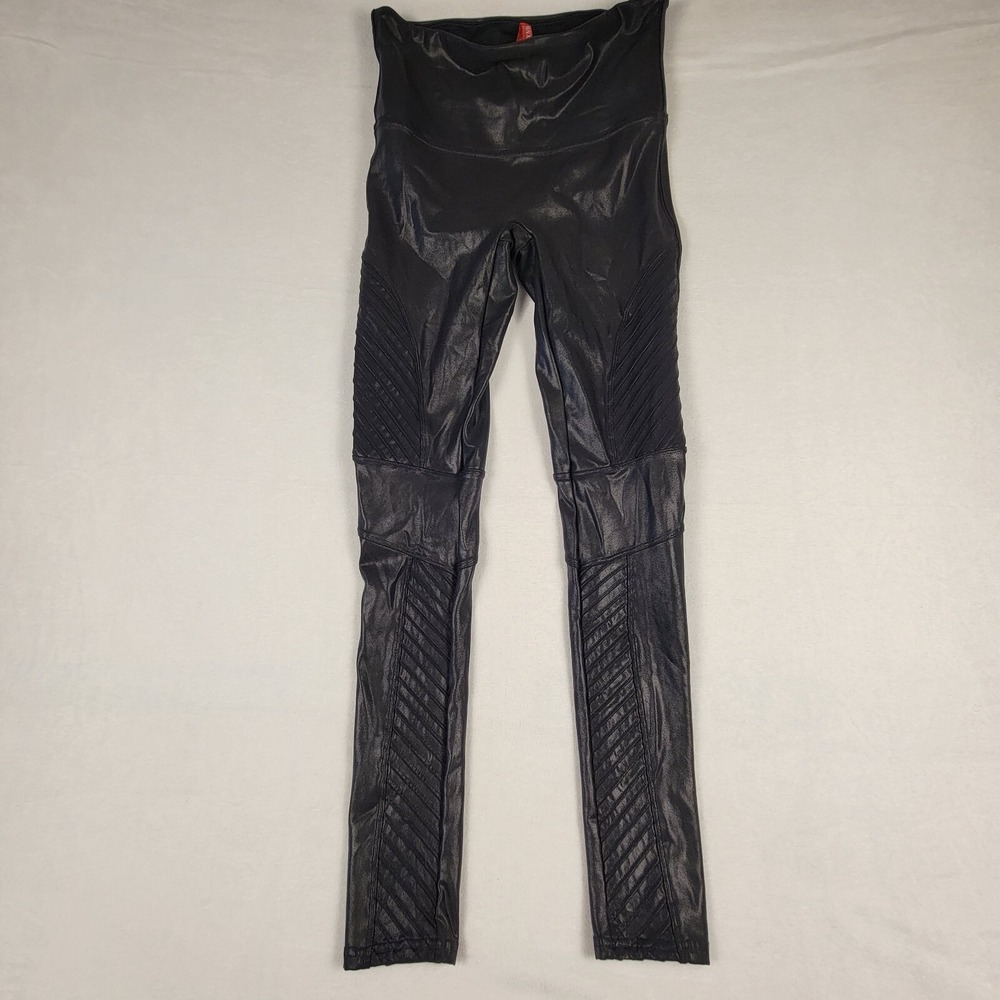 Spanx Motto Faux Leather Leggings Women's Sz‎ Medium Black - Picture 3 of 10